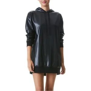 Alice + Olivia Black Leather Sweatshirt Dress